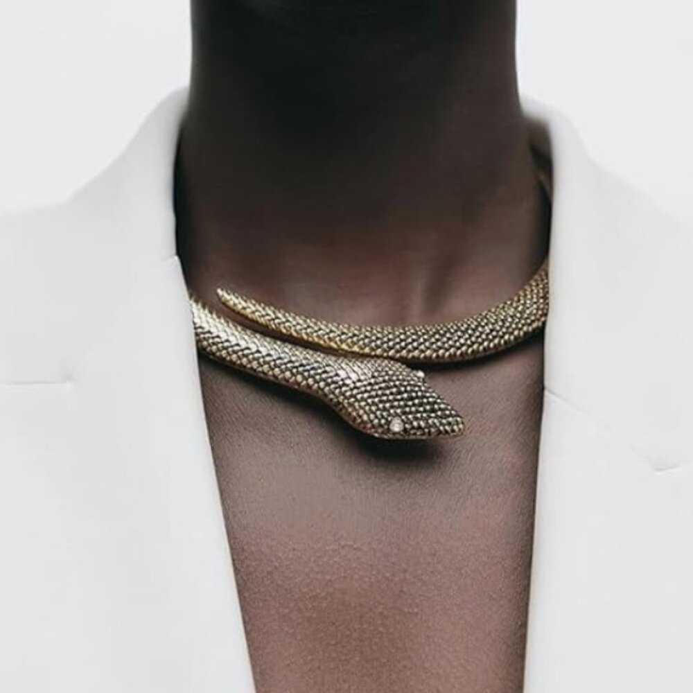 New! Zara Gold Cuff Snake Necklace NWOT